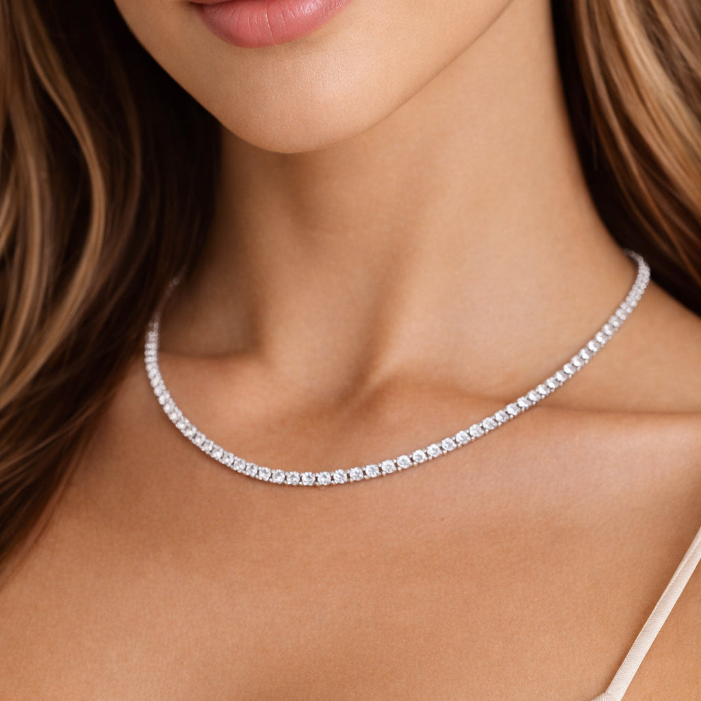 2mm Moissanite Tennis Necklace – Sterling Silver