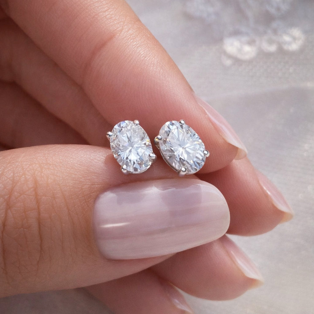 The Ella Oval Cut Studs-Lab Diamond