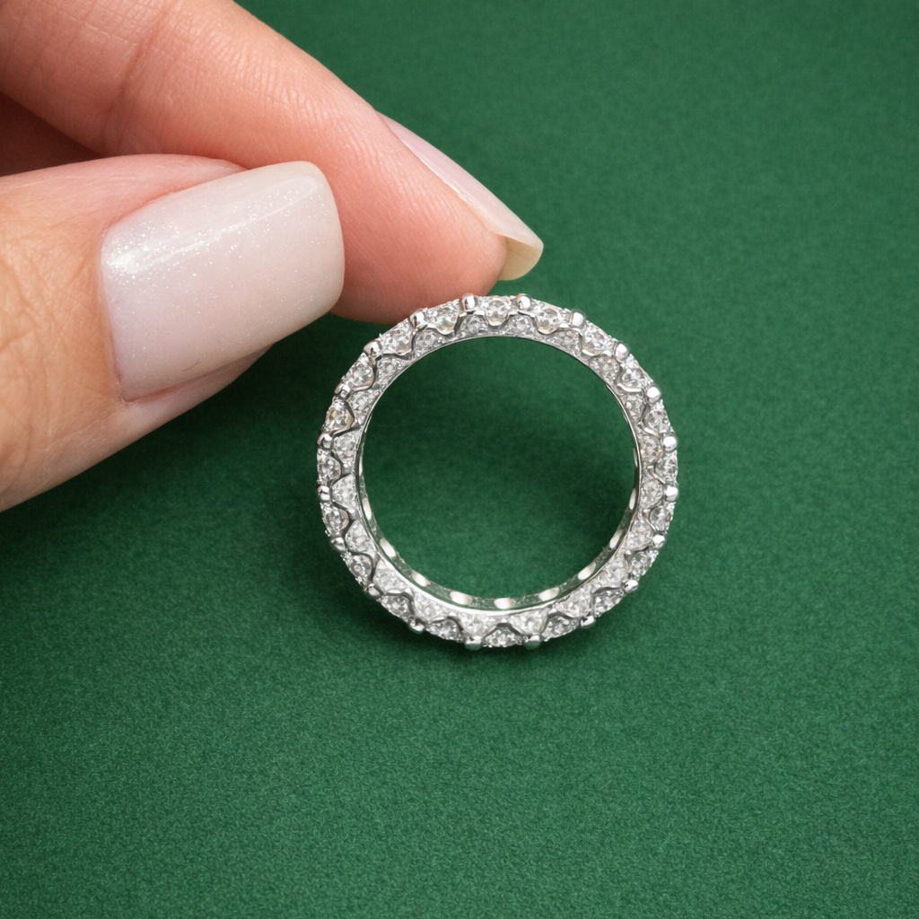 Moissanite Eternity Band – Sterling Silver